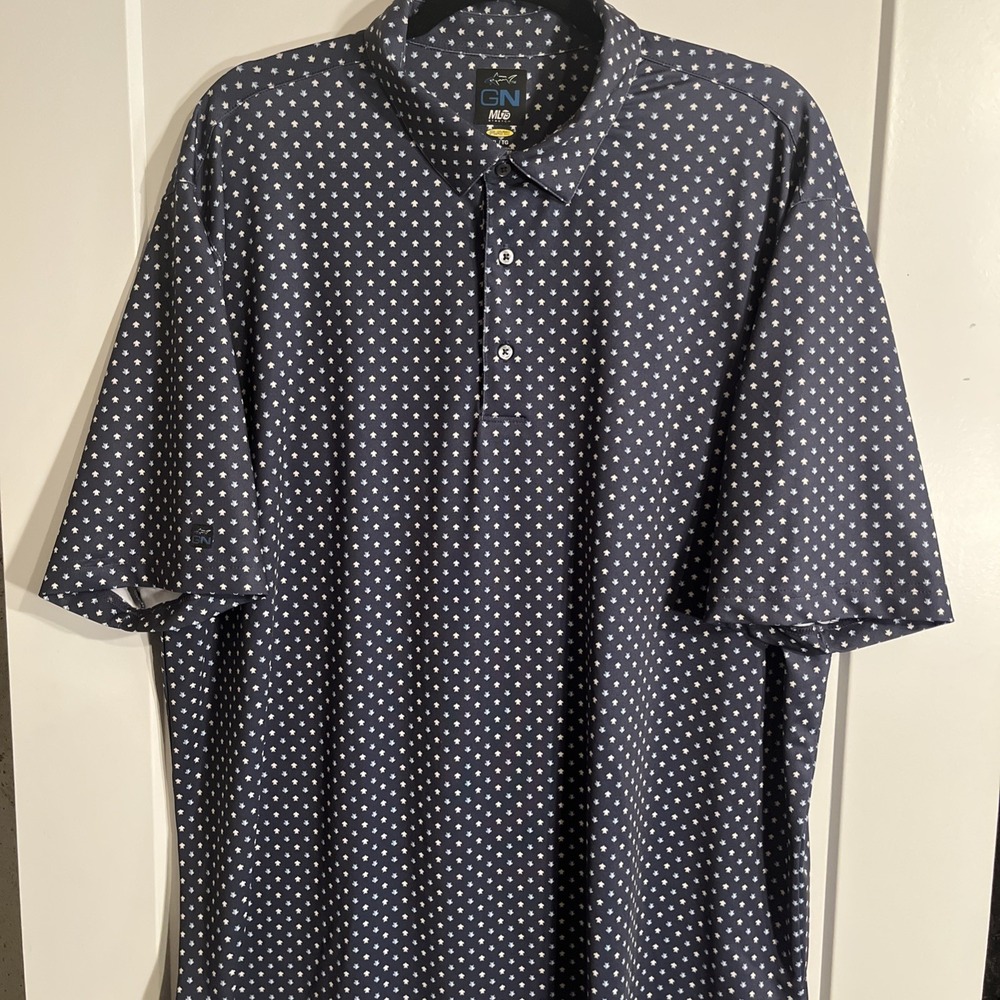 Greg Norman Men’s Golf Performance Polo Shirt Blue Turtle Print Polo PlayDry XL
